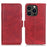 For iPhone 15 Pro Max Full Protection Cover PU Leather Wallet Stand Cowhide Texture Cell Phone Case - Red - 1