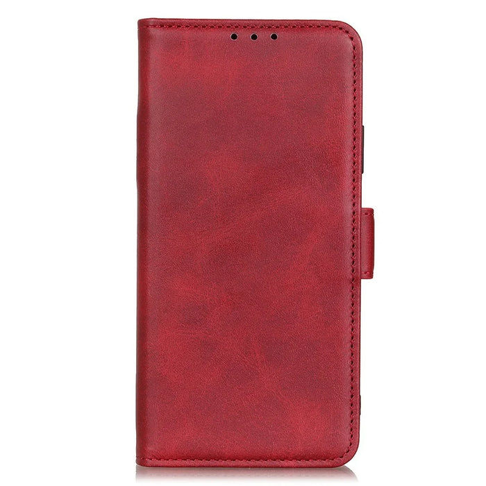 For iPhone 15 Pro Max Full Protection Cover PU Leather Wallet Stand Cowhide Texture Cell Phone Case - Red - 6