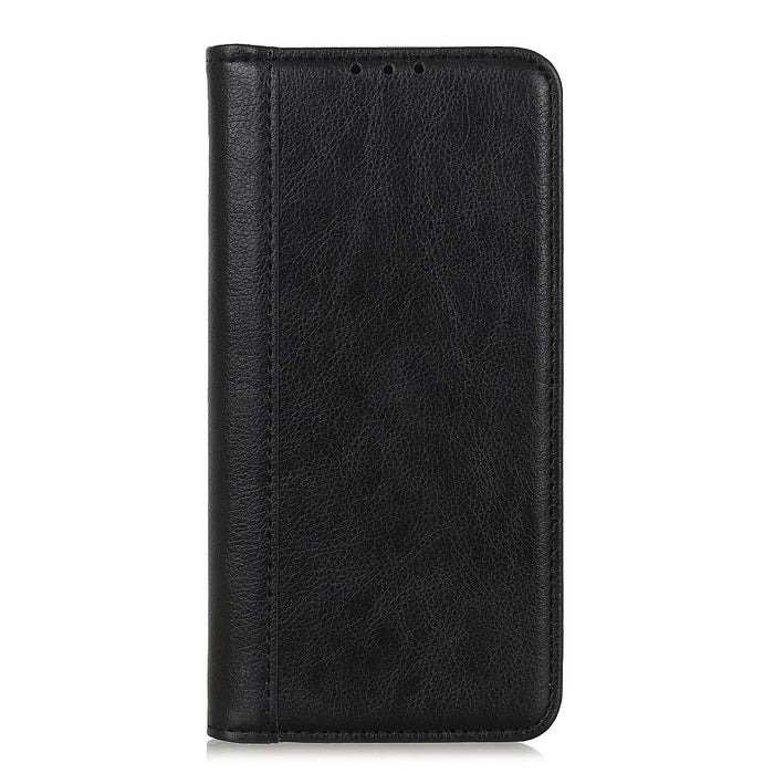 For iPhone 15 Pro Split Leather Phone Cover Wallet Litchi Texture Magnetic Closure Cell Phone Case - Black - 7