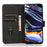 KHAZNEH For iPhone 15 Pro Max Shockproof Phone Cover Textured PU Leather Phone Case Flip Wallet Stand Shell - Black - 3