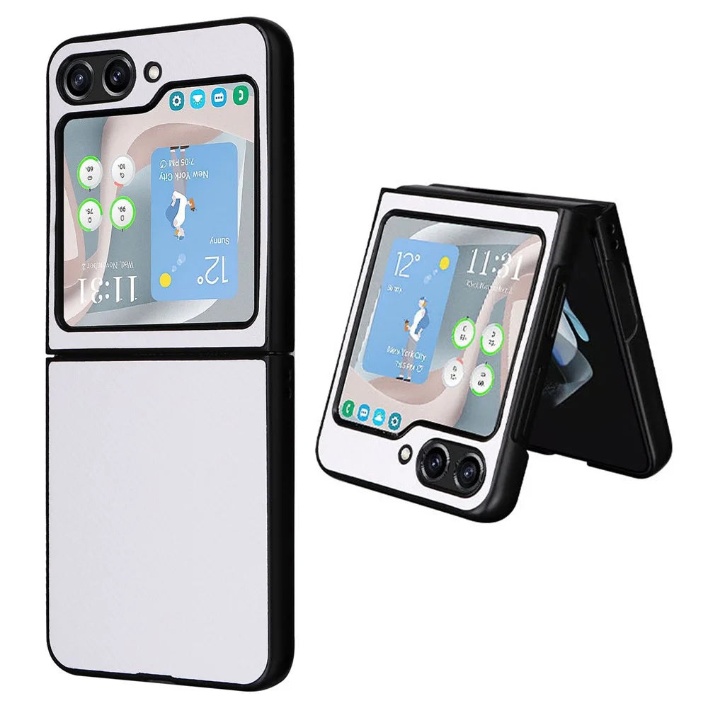 For Samsung Galaxy Z Flip5 5G Carbon Fiber Texture Phone Case PU Leather+PC Protective Cover - White - 1
