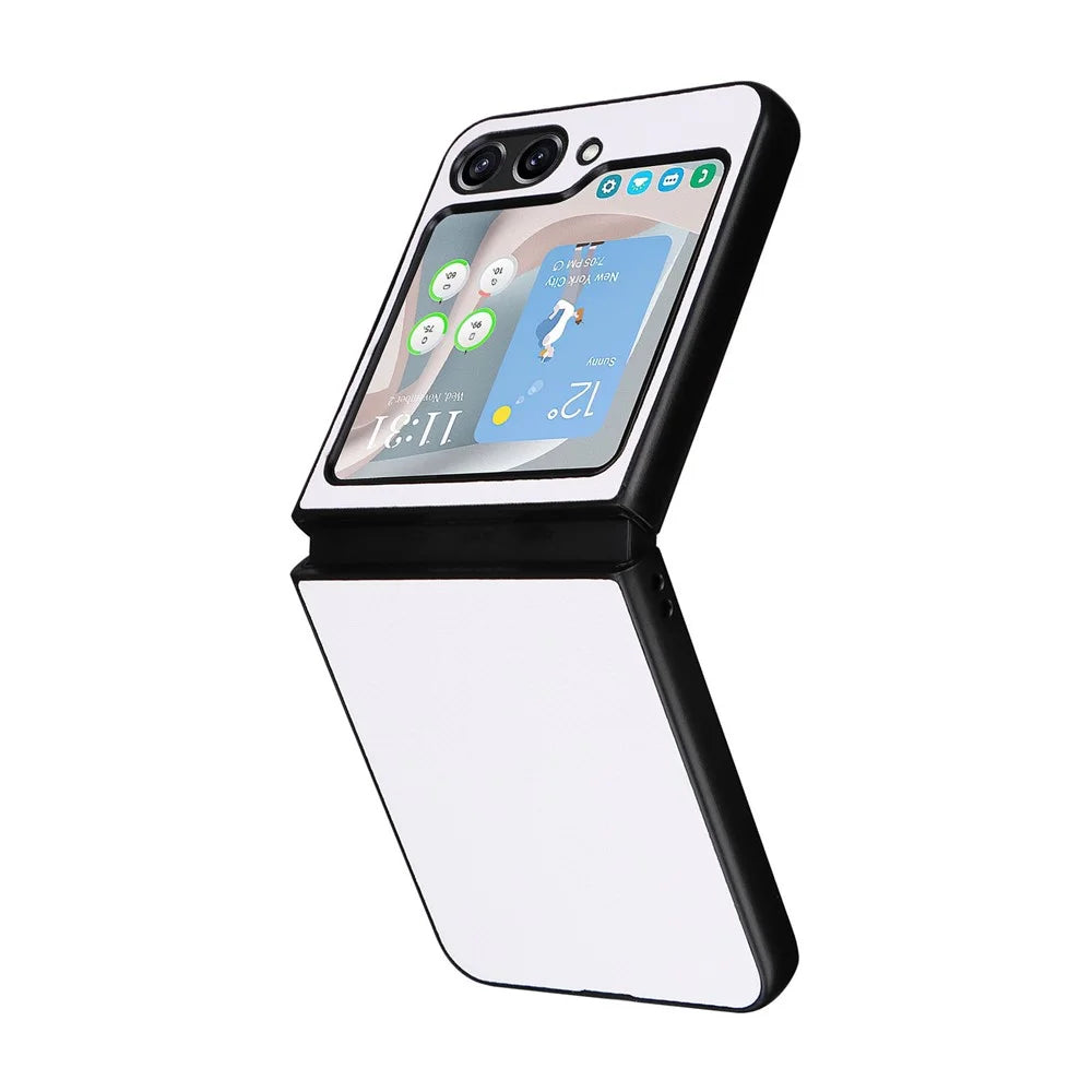 For Samsung Galaxy Z Flip5 5G Carbon Fiber Texture Phone Case PU Leather+PC Protective Cover - White - 7