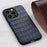 For iPhone 15 Pro Max Crocodile Texture Genuine Cow Leather+TPU+PC Phone Case Phone Cover - Blue - 3