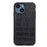 For iPhone 15 Dustproof Genuine Cow Leather+TPU+PC Phone Case Crocodile Texture Phone Cover - Black - 1