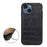 For iPhone 15 Dustproof Genuine Cow Leather+TPU+PC Phone Case Crocodile Texture Phone Cover - Black - 2