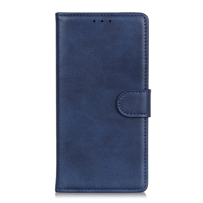 PU Leather Phone Case for iPhone 15 Pro , Stand Cowhide Texture Phone Wallet Protective Cover - Blue - 7
