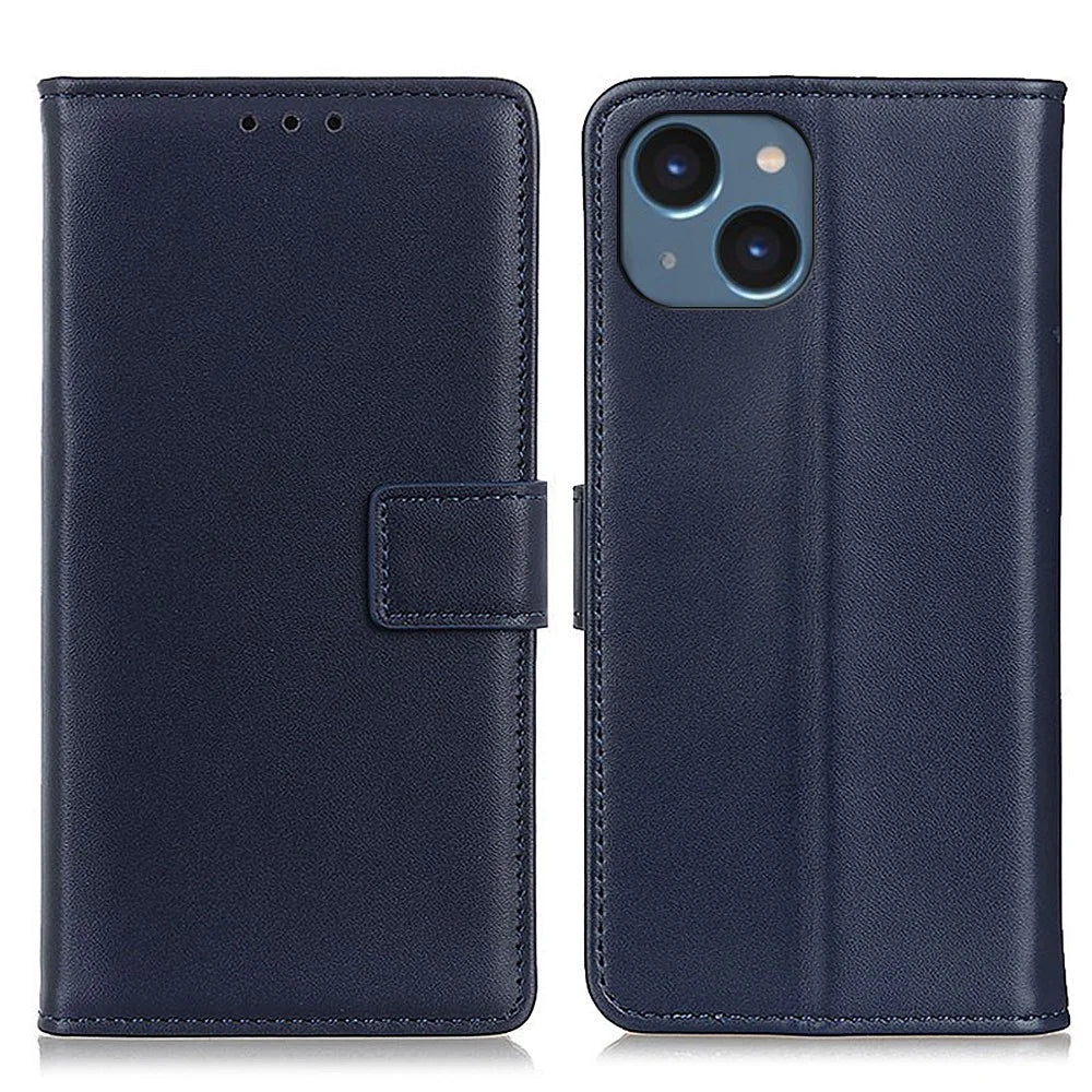 For iPhone 15 Anti-Scratch TPU+PU Leather Phone Cover Full Protection Case Wallet Phone Shell - Blue - 1