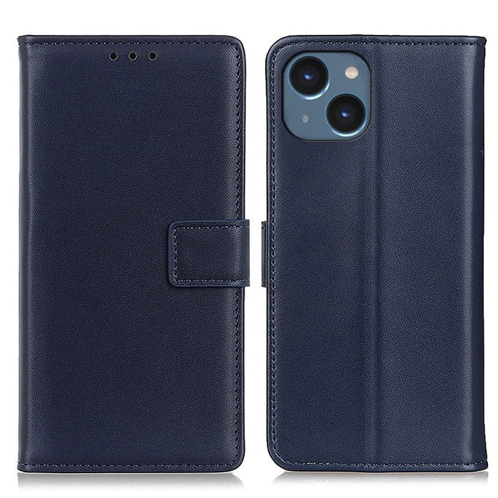 For iPhone 15 Anti-Scratch TPU+PU Leather Phone Cover Full Protection Case Wallet Phone Shell - Blue - 1