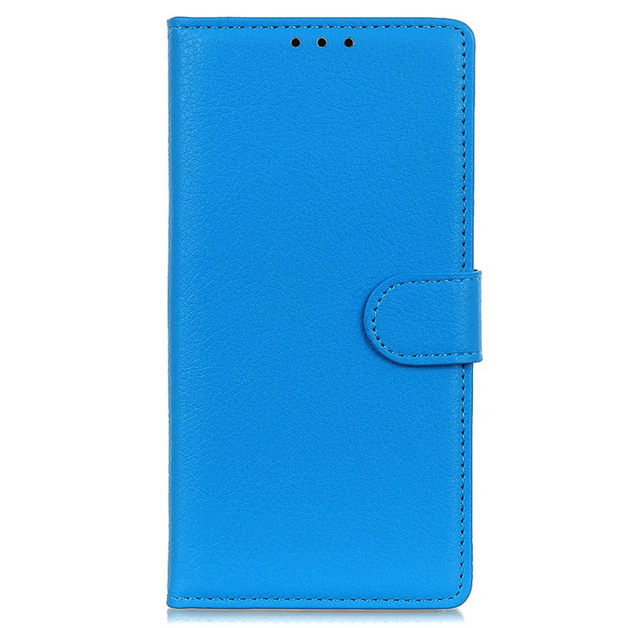 For iPhone 15 Anti-Scratch Litchi Texture Phone Case Wallet Stand PU Leather Protective Shell - Blue - 6