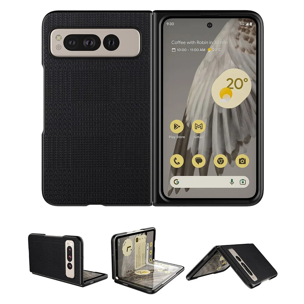 VILI TH Series For Google Pixel Fold Anti-drop Phone Case PU Leather Coated PC+TPU Phone Cover - Black - 2