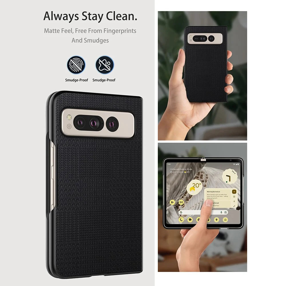 VILI TH Series For Google Pixel Fold Anti-drop Phone Case PU Leather Coated PC+TPU Phone Cover - Black - 4