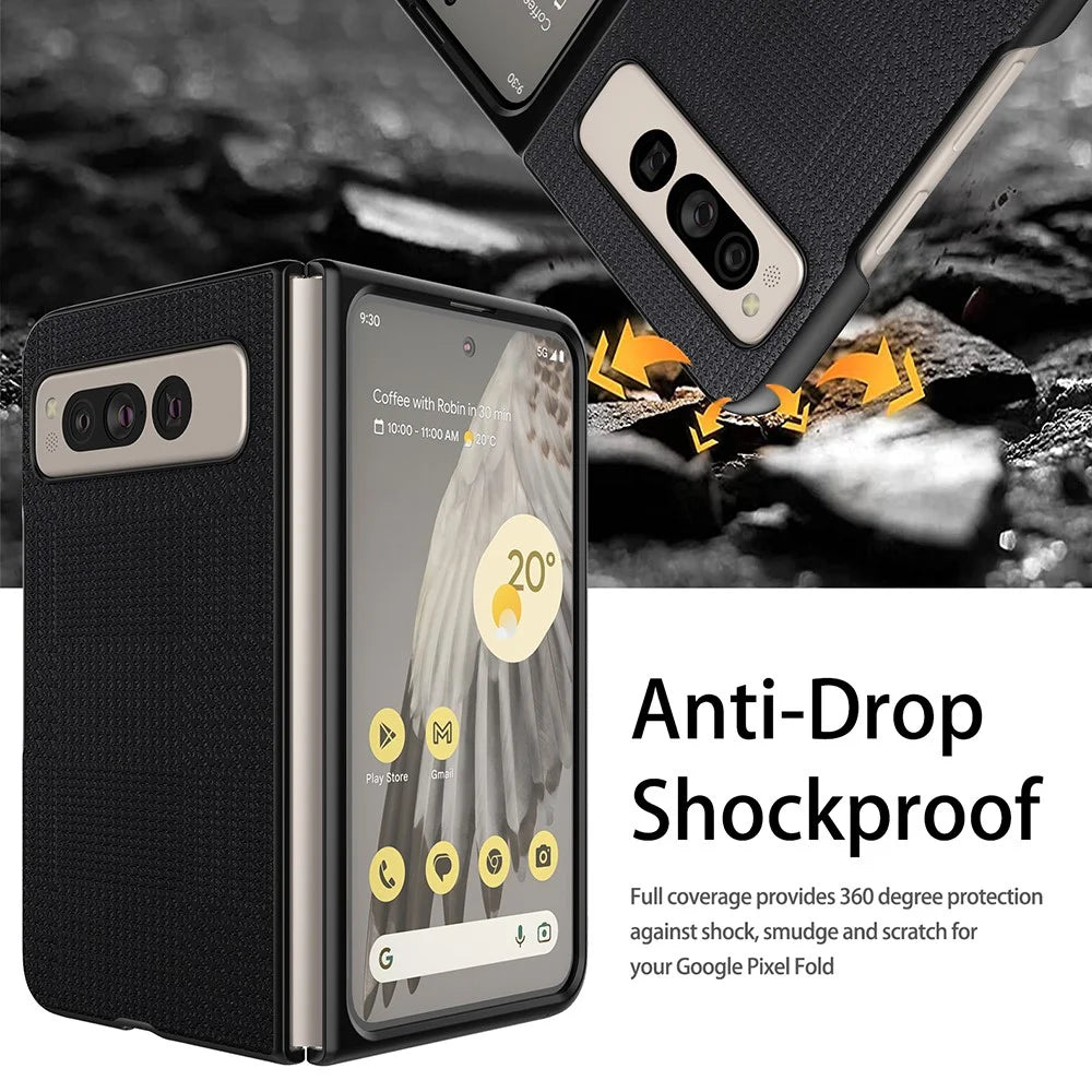VILI TH Series For Google Pixel Fold Anti-drop Phone Case PU Leather Coated PC+TPU Phone Cover - Black - 5