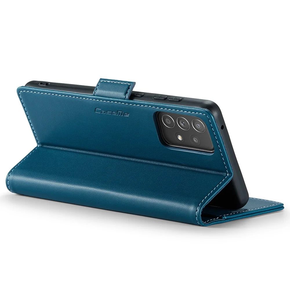 For Samsung Galaxy A52 4G / A52s 5G / A52 5G Leather Case CASEME 023 RFID Blocking 3 Card Slot Mobile Cover - Blue - 3