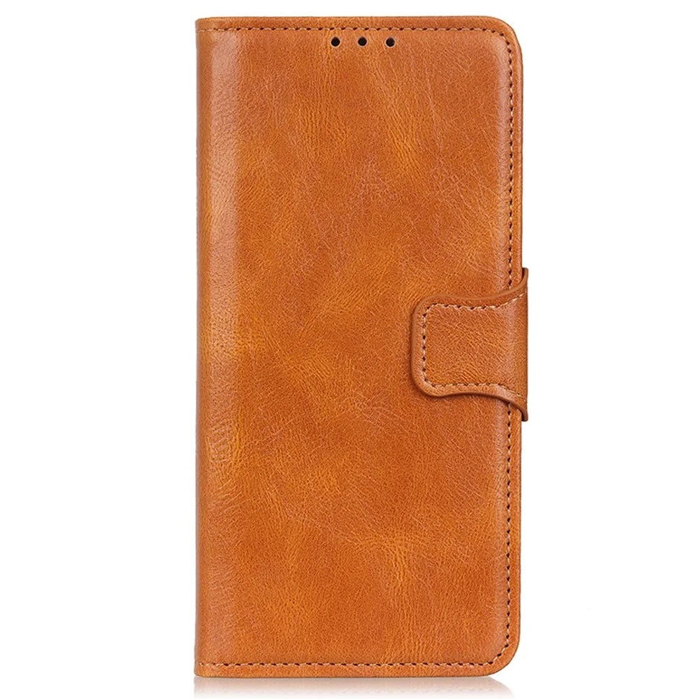 For Nokia XR21 PU Leather Flip Folio Case Crazy Horse Texture Wallet Stand Phone Cover - Brown - 6