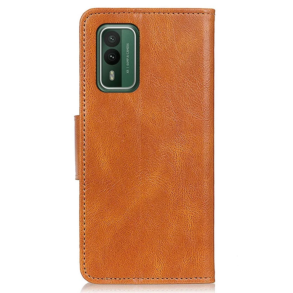 For Nokia XR21 PU Leather Flip Folio Case Crazy Horse Texture Wallet Stand Phone Cover - Brown - 7