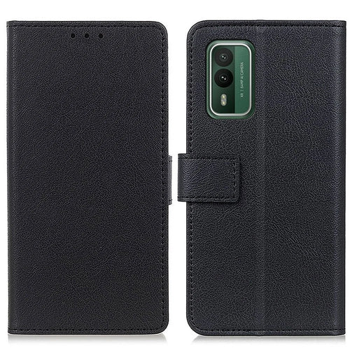 For Nokia XR21 PU Leather Wallet Phone Case Shockproof TPU Inner Shell Stand Flip Cover - Black - 1