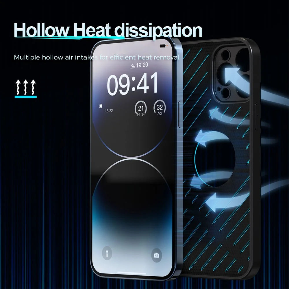 R-JUST RJ57 For iPhone 12 Pro Max Heat Dissipation Hollow Metal+TPU Phone Case Compatible with MagSafe - Silver - 2