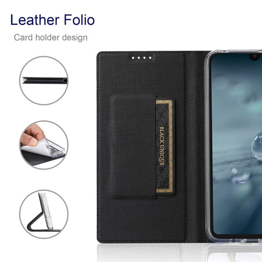 VILI DMX Series PU Leather Phone Case for Sharp Aquos Wish3  , Card Slots Stand Protective Phone Cover - Black - 2