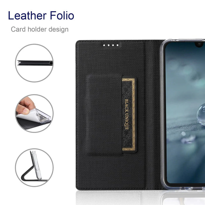 VILI DMX Series PU Leather Phone Case for Sharp Aquos Wish3  , Card Slots Stand Protective Phone Cover - Black - 2