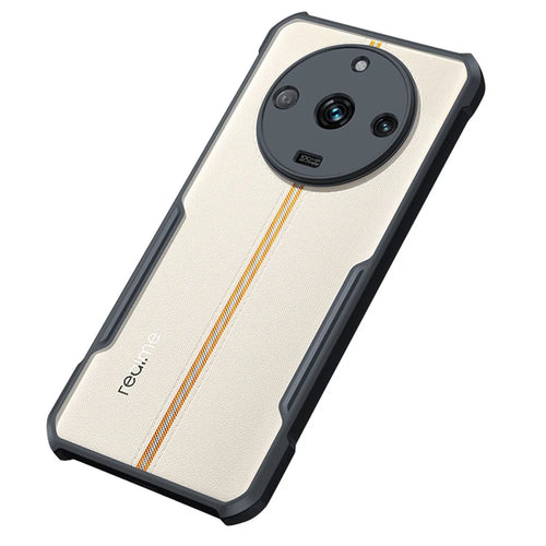 XUNDD Acrylic+TPU Phone Cover for Realme 11 Pro 5G , Anti-drop Cell Phone Case - Black / Laser Texture - 1