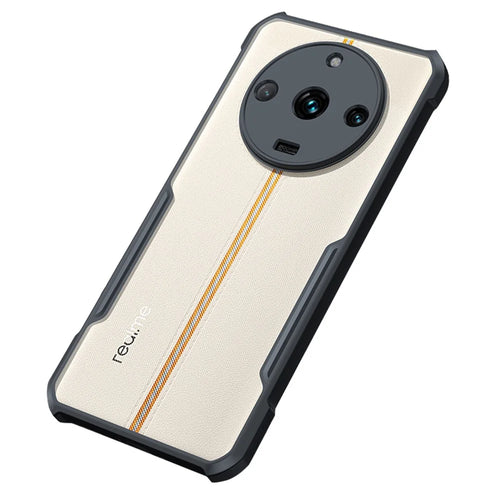 XUNDD For Realme 11 Pro+ 5G Acrylic+TPU Phone Case Shockproof Smartphone Cover - Black / Laser Texture - 1