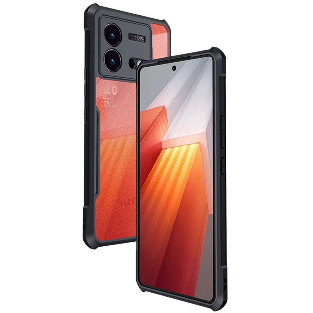 XUNDD For vivo iQOO Neo8 5G / Neo8 Pro 5G Phone Case Acrylic+TPU Protective Phone Cover - Black / Laser Texture - 1