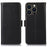 RFID Blocking Phone Case for iPhone 15 Pro Max , Genuine Cow Leather Wallet Phone Stand Cover - Black - 1