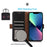 RFID Blocking Phone Case for iPhone 15 Pro Max , Genuine Cow Leather Wallet Phone Stand Cover - Black - 4