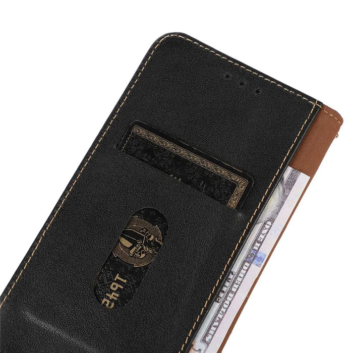 KHAZNEH For iPhone 15 Pro Max RFID Blocking Phone Case Genuine Cow Leather Wallet Stand Flip Cover - Black - 4