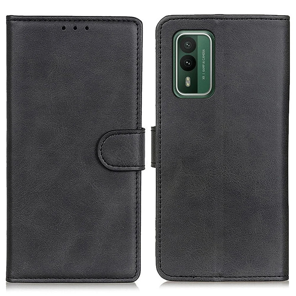 Phone Case for Nokia XR21 , Cowhide Texture PU Leather+TPU Foldable Stand Wallet Cover - Black - 1