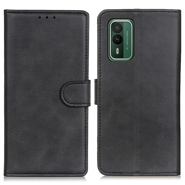 Phone Case for Nokia XR21 , Cowhide Texture PU Leather+TPU Foldable Stand Wallet Cover - Black - 1
