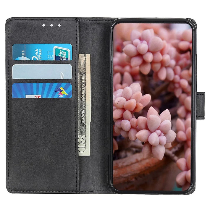 Phone Case for Nokia XR21 , Cowhide Texture PU Leather+TPU Foldable Stand Wallet Cover - Black - 2