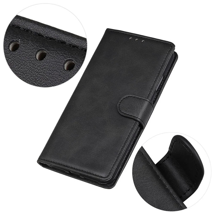 Phone Case for Nokia XR21 , Cowhide Texture PU Leather+TPU Foldable Stand Wallet Cover - Black - 5
