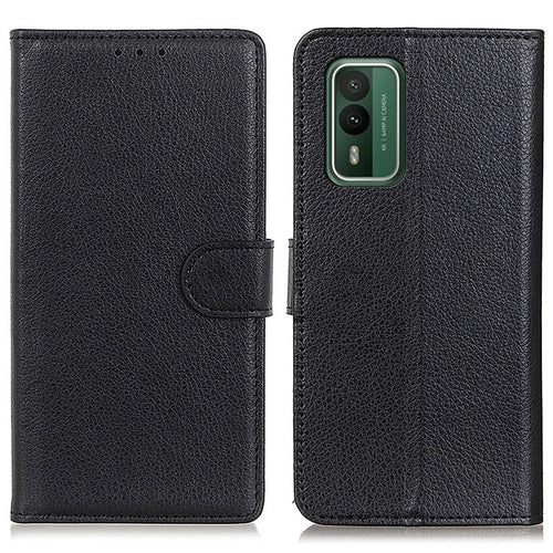 For Nokia XR21 Anti-Scratch Phone Case Wallet Stand Litchi Texture PU Leather Protective Shell - Black - 1
