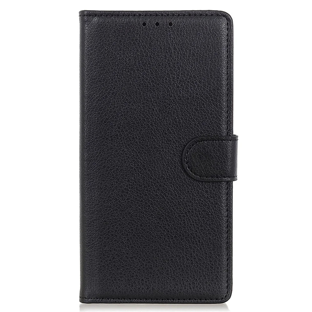 For Nokia XR21 Anti-Scratch Phone Case Wallet Stand Litchi Texture PU Leather Protective Shell - Black - 7