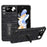ABEEL For Samsung Galaxy Z Flip4 5G Protective Cover Genuine Cow Leather+PC Kickstand Phone Case - Black - 1