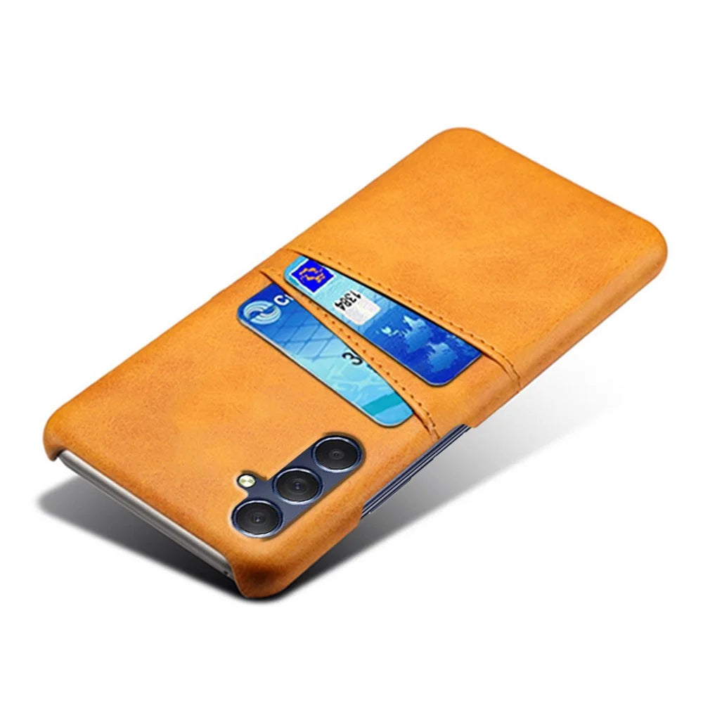 For Samsung Galaxy M54 5G / F54 5G Dual Card Slots Phone Case PU Leather Coated Hard PC Back Cover - Orange - 3