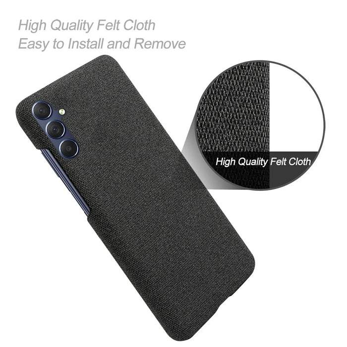 For Samsung Galaxy M54 5G / F54 5G Cloth+Hard PC Back Cover Scratch-proof Protective Phone Case - Black - 3