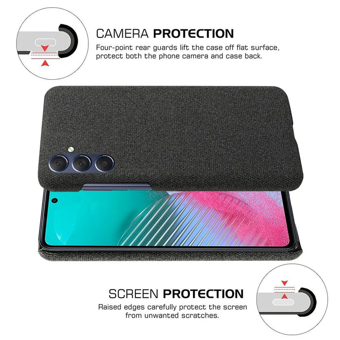 For Samsung Galaxy M54 5G / F54 5G Cloth+Hard PC Back Cover Scratch-proof Protective Phone Case - Black - 4
