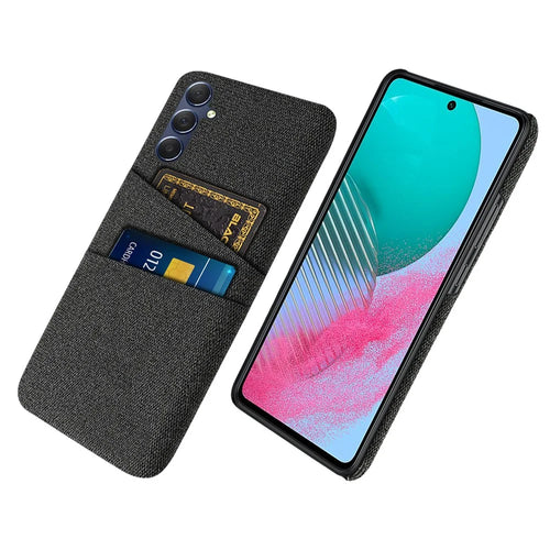 Phone Case for Samsung Galaxy M54 5G / F54 5G , PC + Cloth Anti-drop Cover with Dual Card Slots - Black - 1