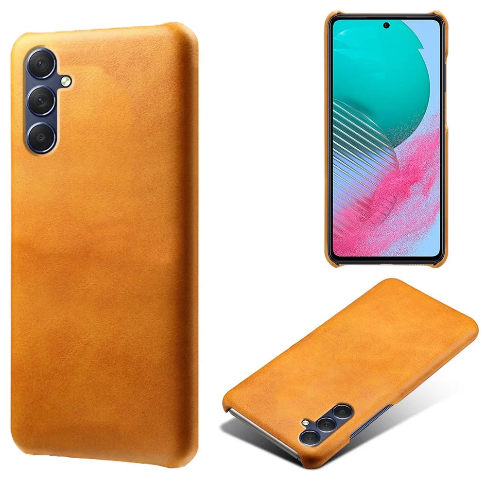 For Samsung Galaxy M54 5G / F54 5G Calf Texture Phone Case Shockproof PU Leather+PC Smartphone Cover - Orange - 2