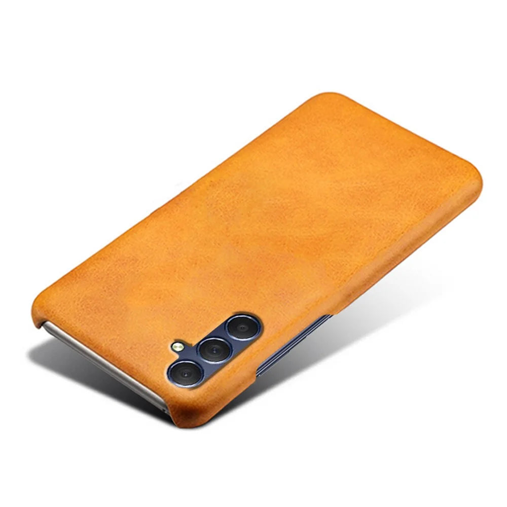 For Samsung Galaxy M54 5G / F54 5G Calf Texture Phone Case Shockproof PU Leather+PC Smartphone Cover - Orange - 3