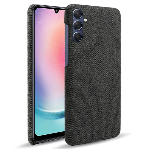 For Samsung Galaxy A24 4G (162.1 x 77.6 x 8.3mm) Cell Phone Case Cloth+Hard PC Shockproof Non-Slip Phone Cover - Black - 1