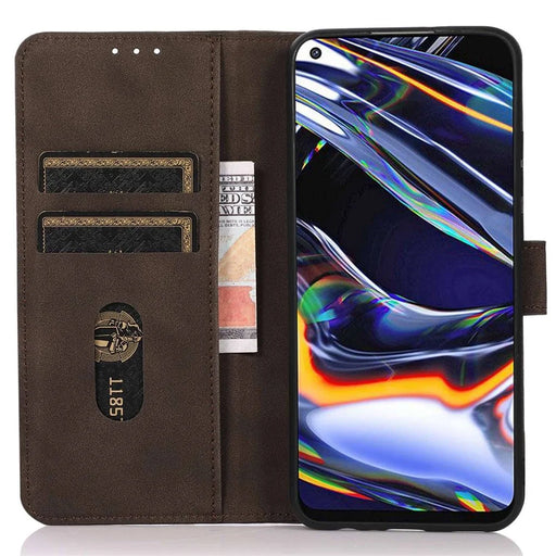 KHAZNEH For Nokia XR21 Phone Case Textured PU Leather Flip Wallet Anti-Dust Stand Cover - Brown - 2