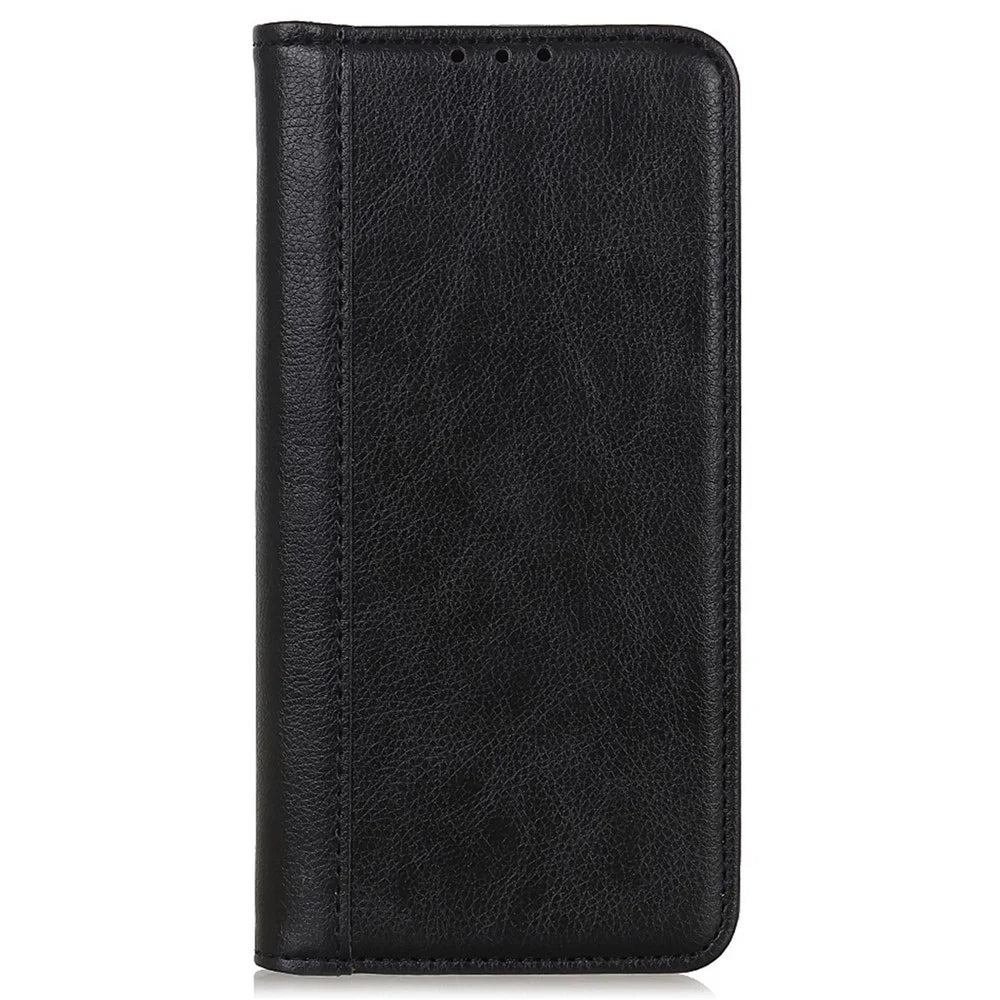 For Nokia XR21 Magnetic Closure Cell Phone Cover Wallet Split Leather Litchi Texture Phone Case - Black - 7