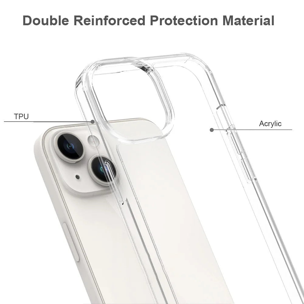 For iPhone 15 HD Clear Design Acrylic+TPU Hybrid Phone Case Cover Anti-Scratch Smartphone Shell - 4