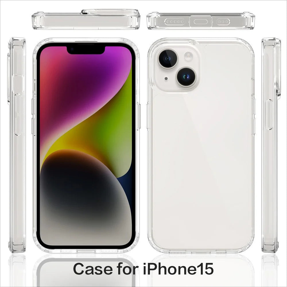 For iPhone 15 HD Clear Design Acrylic+TPU Hybrid Phone Case Cover Anti-Scratch Smartphone Shell - 6