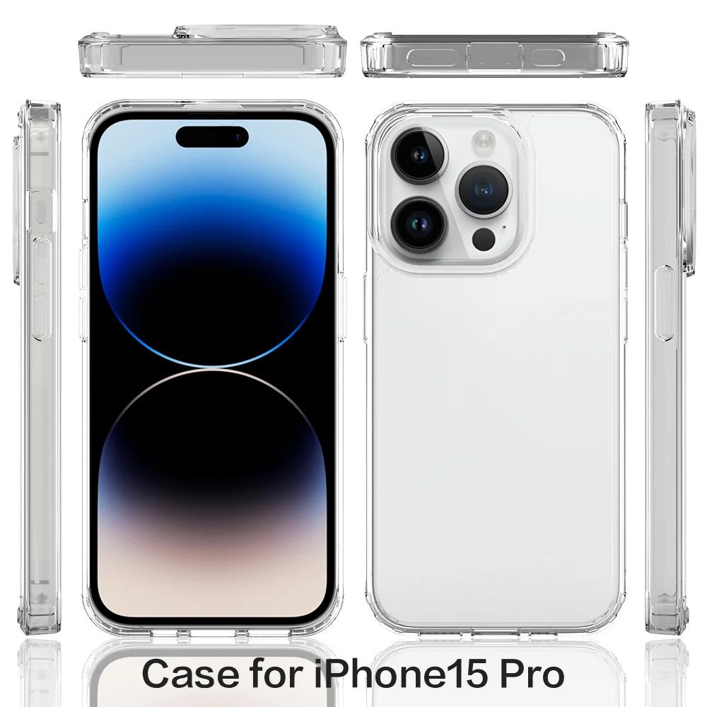 For iPhone 15 Pro Slim-Fit Hybrid Phone Cover Shell Anti-Scratch Clear Acrylic+TPU Mobile Phone Case - 6
