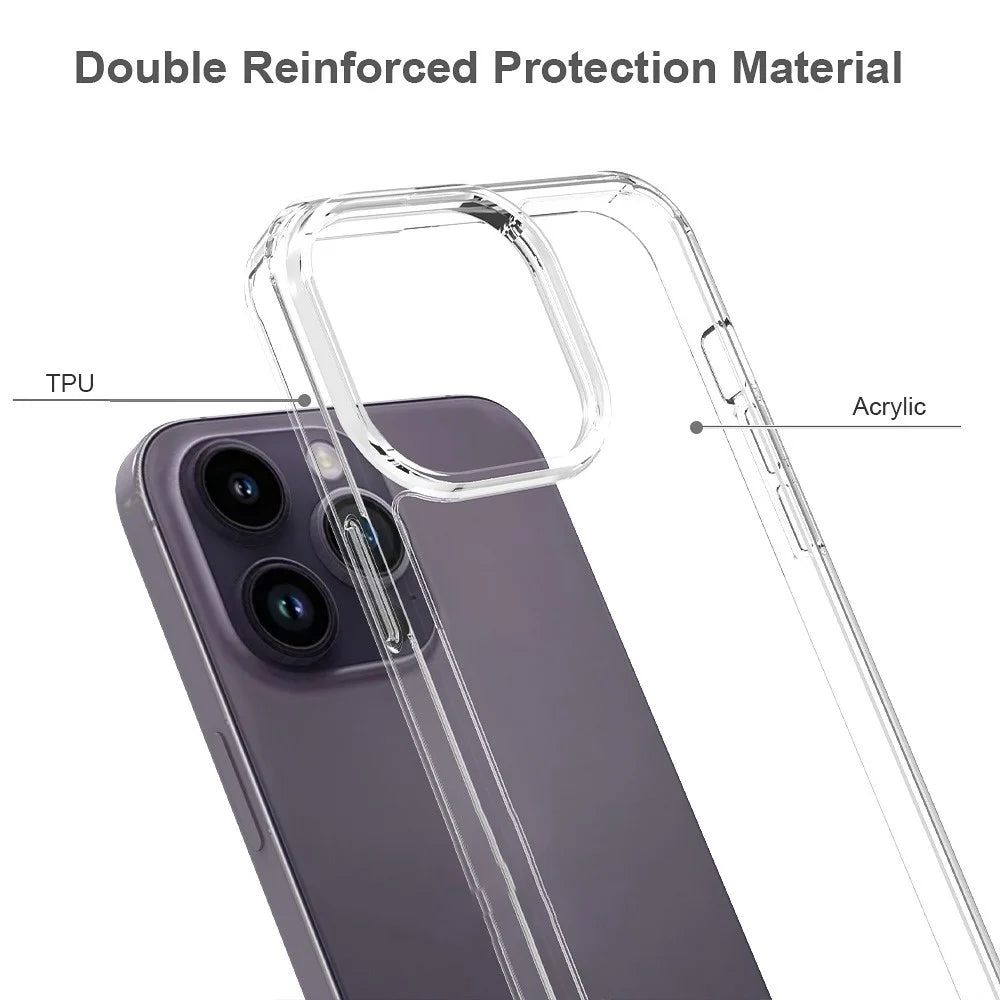 For iPhone 15 Pro Max Shockproof Acrylic+TPU Hybrid Mobile Phone Cover Clear Anti-Scratch Phone Case Shell - 3