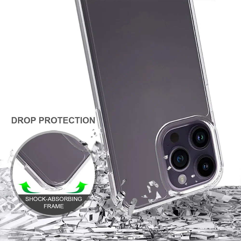 For iPhone 15 Pro Max Shockproof Acrylic+TPU Hybrid Mobile Phone Cover Clear Anti-Scratch Phone Case Shell - 5